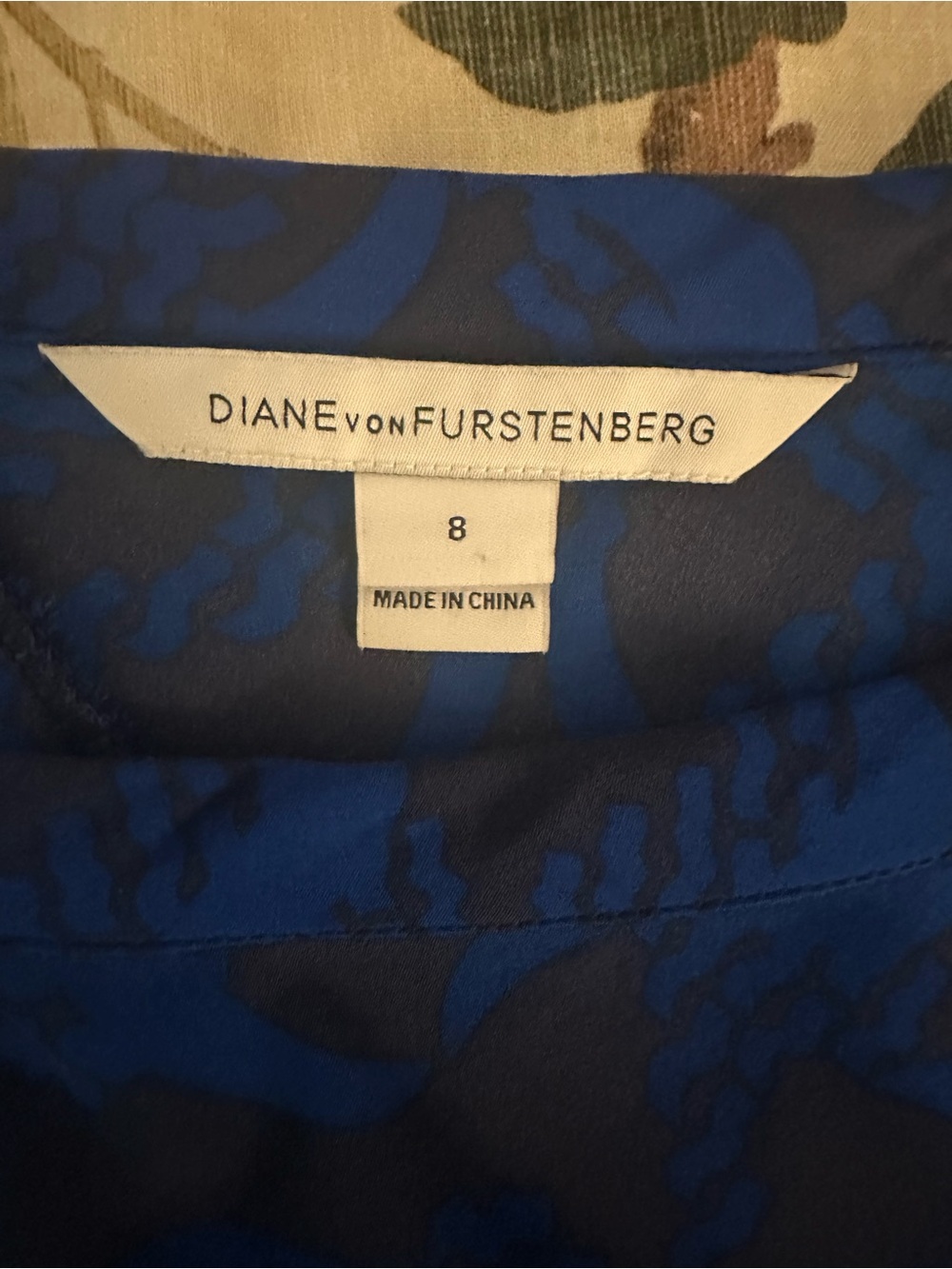DVF Silk Vine Blue Tie-Waist Dress Sz 8 Diane Von Furstenberg Work Professional - Picture 5 of 5